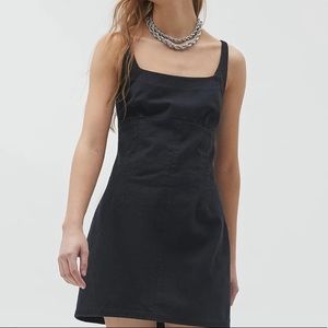 Black denim mini dress